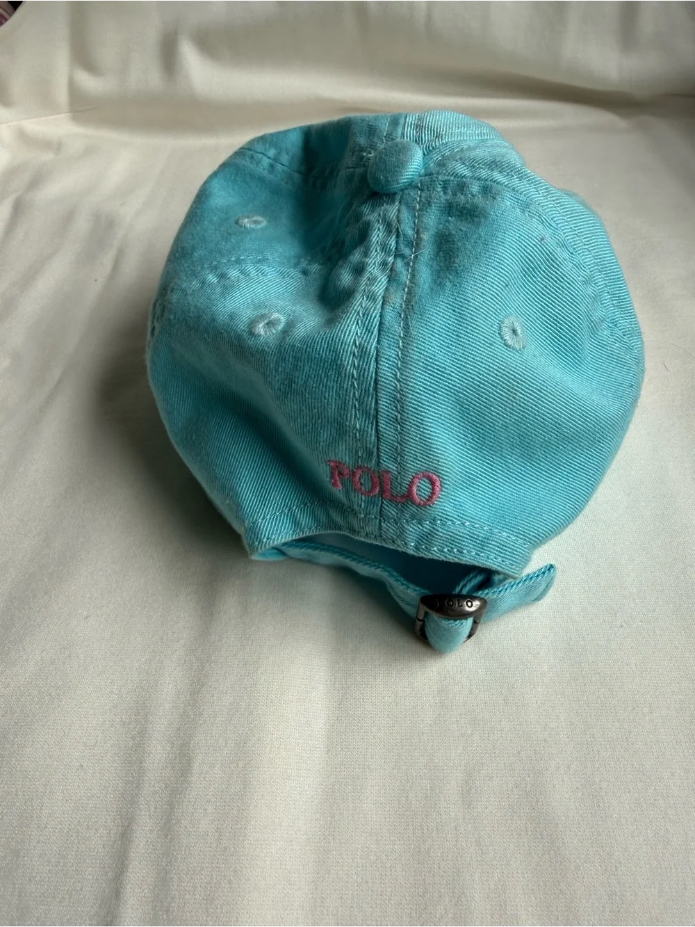Polo by Ralph Lauren Turquoise Kids Cap with Pink Polo Logo